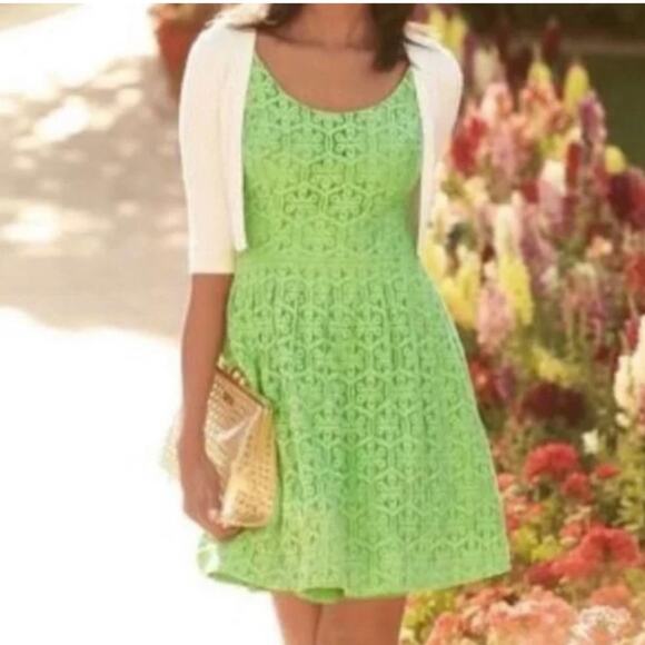 Lilly Pulitzer Lace Dress Posey Green Daisy Lane Coquette Wedding Guest Twee 8 - Picture 3 of 10